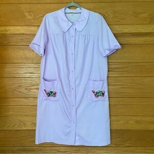 Vintage 70s turtle patch Montgomery Ward lavender purple button front dress